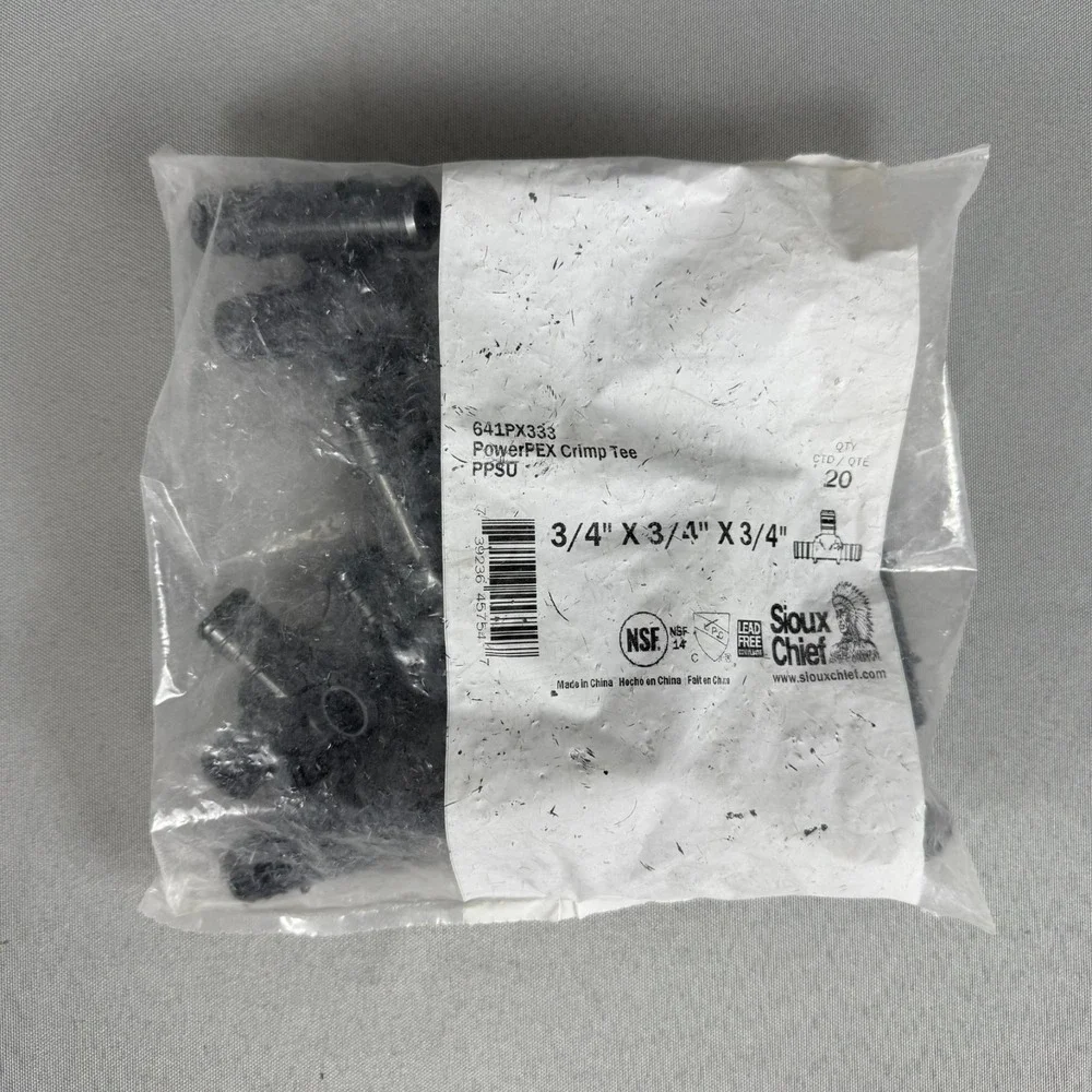 Sioux Chief 641PX333 20pcs PowerPEX 3/4 x 3/4 x 3/4 Polymer Crimp Tee